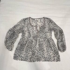 Max Studio Black and White Spotted Babydoll top